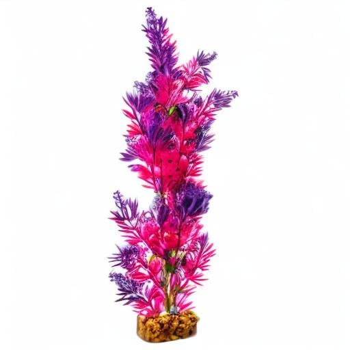GloFish Plant Aquarium D  cor, Purple and Pink Large, Fluorescent Under Blue LED Light